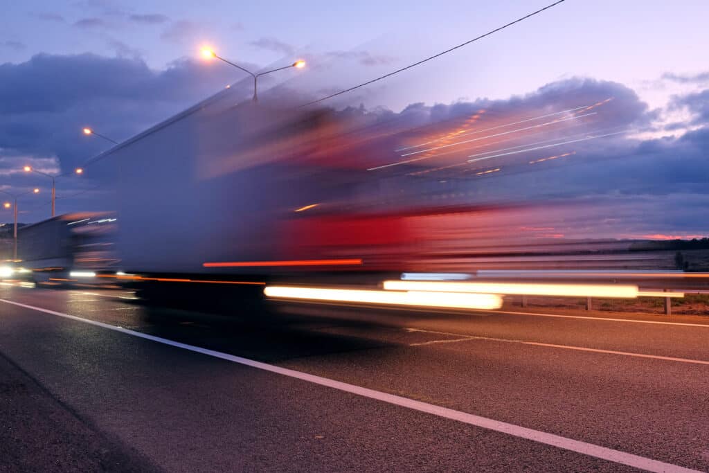 Truck on a highway in the night