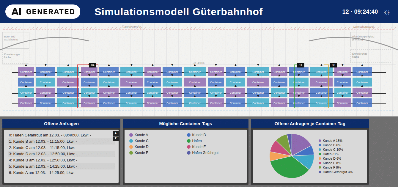 Symbolbild: Dashboard Mockup Gueterbahnhof