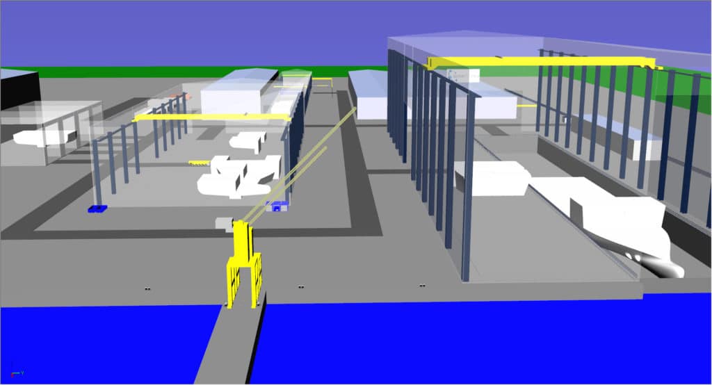 Simulationsmodell einer Schiffswerft mit STS-Bausteinkasten